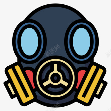 防毒面具污染64线性颜色图标