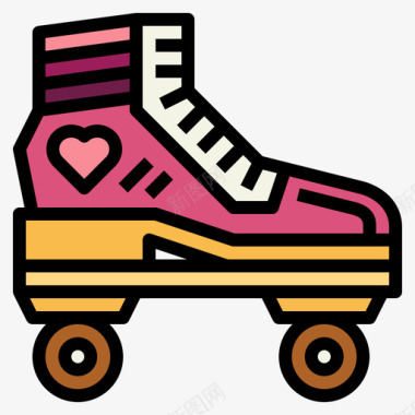 溜冰鞋玩具26线性颜色图标