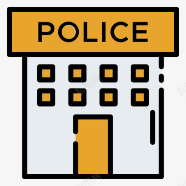 警察局公共服务1线性颜色图标