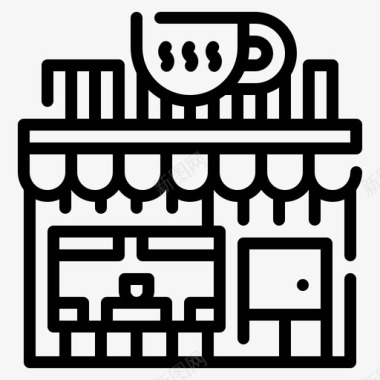 咖啡商店和商店1线性图标