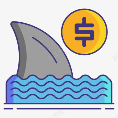 鲨鱼银行业122线性颜色图标