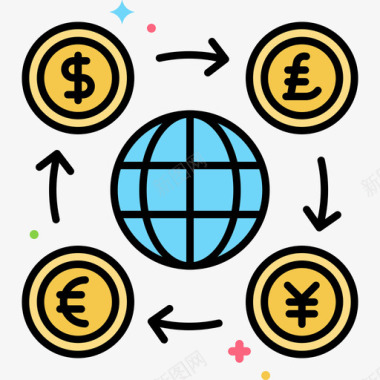 货币兑换在线货币服务10线颜色图标