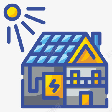 太阳能住宅创新可再生能源2线性颜色图标