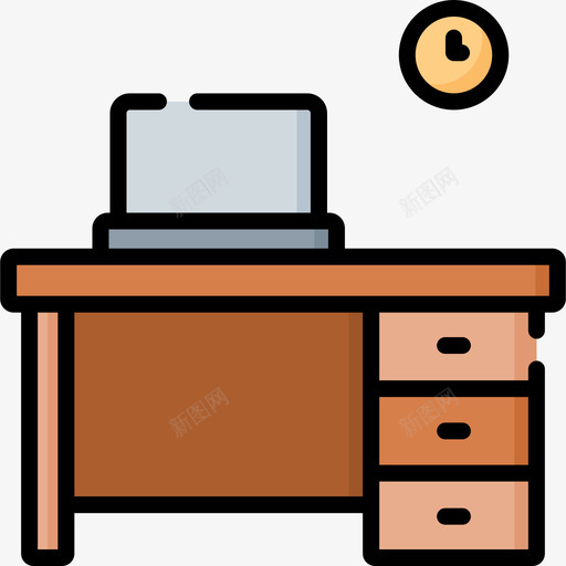 书桌在家办公33线性颜色svg_新图网 https://ixintu.com 书桌 在家 办公 线性 颜色