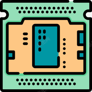 处理器计算机64线性彩色图标