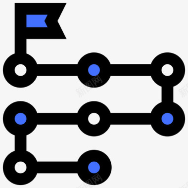 路线图商业计划蓝色图标