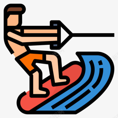 冲浪板极限运动4线性颜色图标