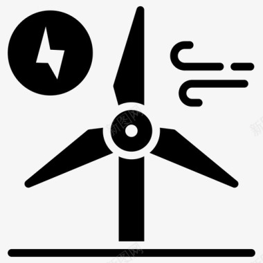 风力涡轮机能源替代电力家庭风车图标