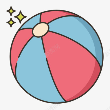 沙滩球热带56线性颜色图标
