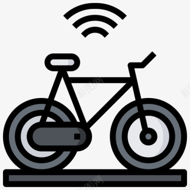 自行车智能城市45线性颜色图标