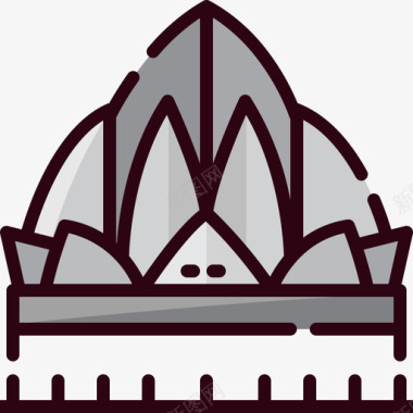 莲花寺印度55线性颜色图标