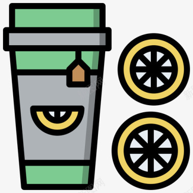 柠檬茶饮用31线性颜色图标