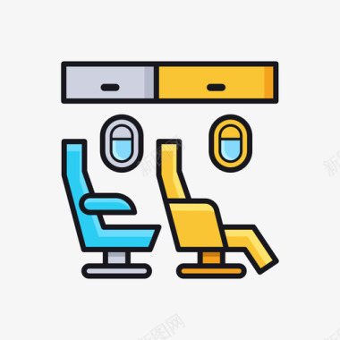 座位航空公司线性颜色图标