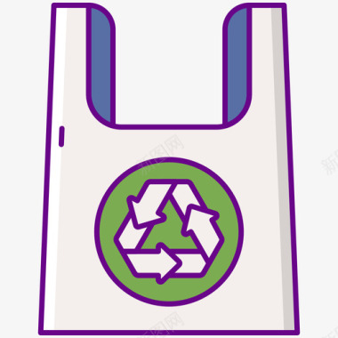 塑料袋回收中心2线性颜色图标