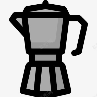 咖啡壶餐具2线性颜色图标