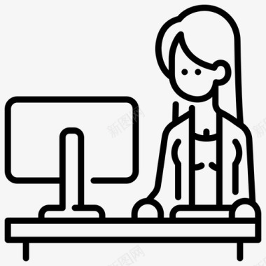 女性工作女商人电脑图标