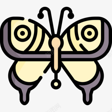 蝴蝶自然花5线形颜色图标