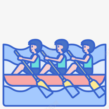 划船水上运动2线性颜色图标
