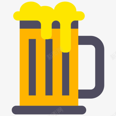 啤酒杯啤酒节52扁平图标