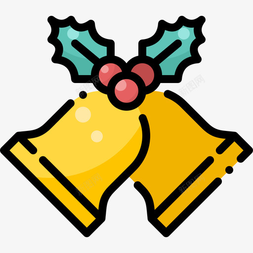 圣诞铃圣诞装饰10线型颜色svg_新图网 https://ixintu.com 圣诞 装饰 线型 颜色