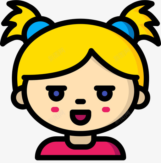 女孩儿童头像1线性颜色svg_新图网 https://ixintu.com 女孩 儿童 头像 线性 颜色