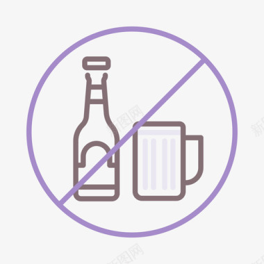 禁止饮酒美食家3线性颜色图标