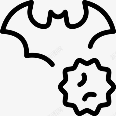蝙蝠冠状病毒128线状图标