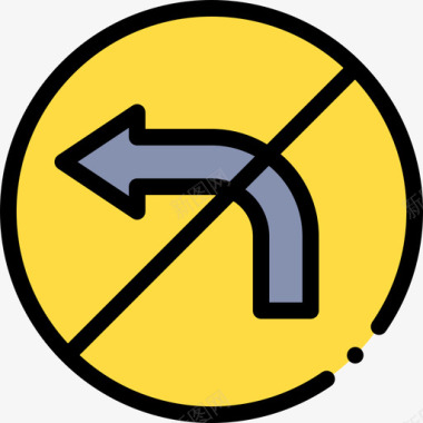 禁止左转交通标志35线形颜色图标