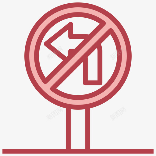 禁止左转停车位32红色svg_新图网 https://ixintu.com 禁止 左转 停车位 红色