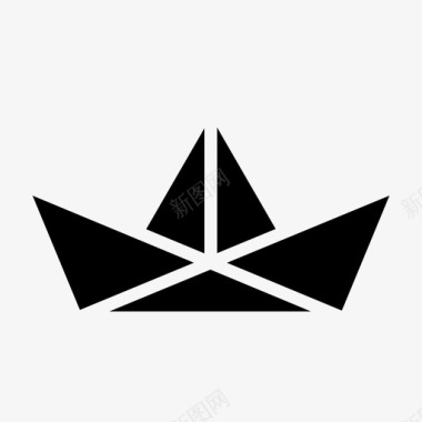 黑色纸船漂浮折纸折纸图标