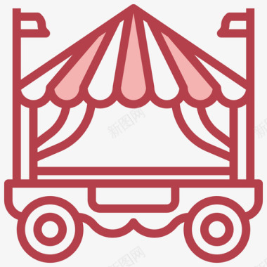 马戏团帐篷游乐园60红色图标