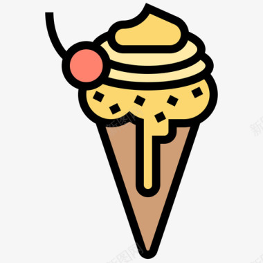 冰淇淋生日派对42线性颜色图标