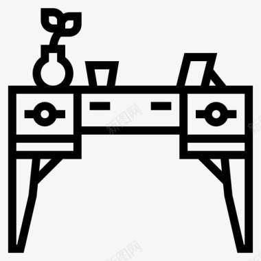 办公桌家具168直线型图标