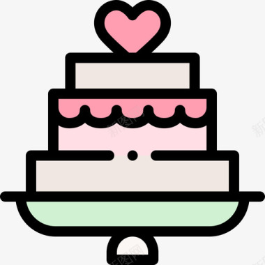 婚礼蛋糕婚礼237线性颜色图标