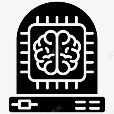 脑处理器人工智能计算机接口脑图标
