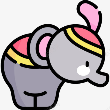 大象马戏团116线性颜色图标