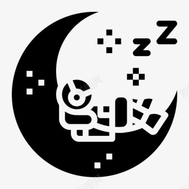 月亮睡眠52固体图标