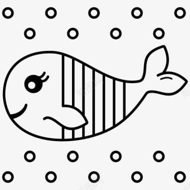 卡通鲸小动物欢快图标