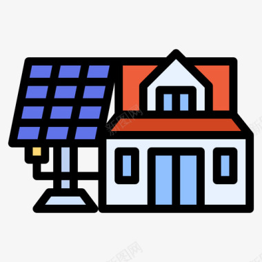 太阳能电池智能家居84线性颜色图标