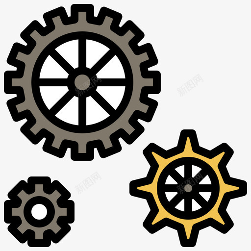 齿轮工程机械5线颜色svg_新图网 https://ixintu.com 齿轮 工程机械 颜色