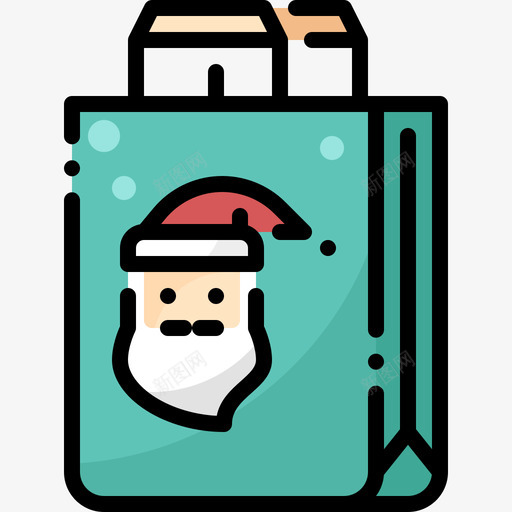 礼品袋圣诞老人1线性颜色svg_新图网 https://ixintu.com 礼品袋 圣诞老人 线性 颜色