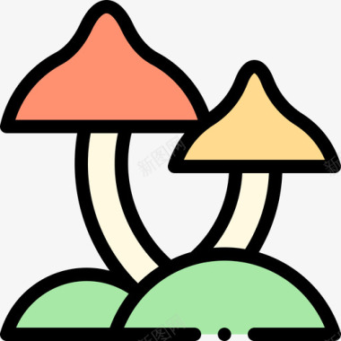 蘑菇动物和自然公园1线性颜色图标