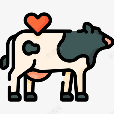 牛动物福利7线性颜色图标