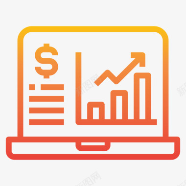 笔记本电脑商务和金融7梯度图标