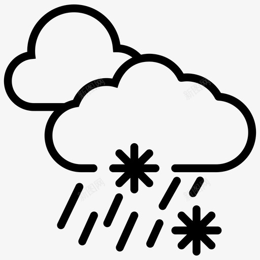 雨夹雪多云天气雨天svg_新图网 https://ixintu.com 天气 降雪 雨夹雪 多云 雨天 线图 图标