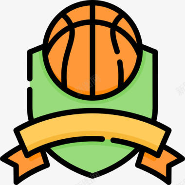 篮球奖励和徽章9线性颜色图标