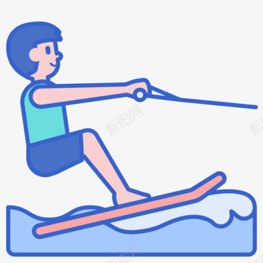 滑水水上运动2线条颜色图标