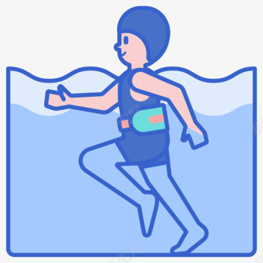 女运动员水上运动2线性颜色图标
