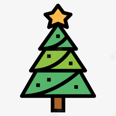 圣诞树圣诞323线形颜色图标