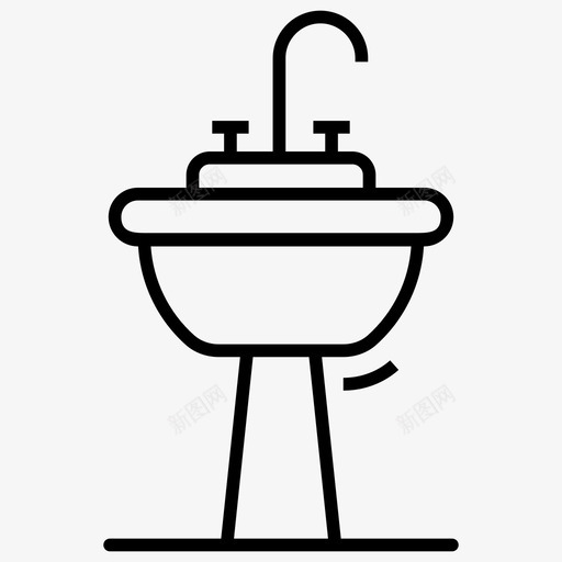 洗碗盆水龙头碗洗脸盆svg_新图网 https://ixintu.com 洗碗 碗盆 洗脸盆 水龙头 整套 室内设计 线条 图标